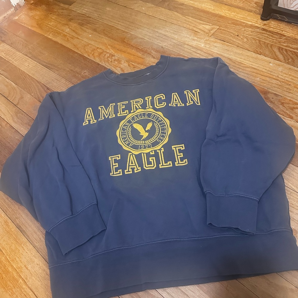 American Eagle Outfitters Navy Blue Crewneck with Yellow Logo